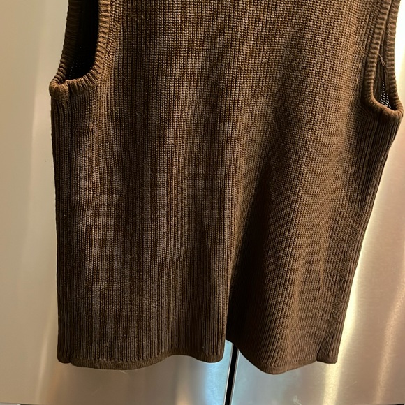 BROWN sweater vest grunge open front long knit front pockets grandpa grunge 90s - Picture 4 of 11